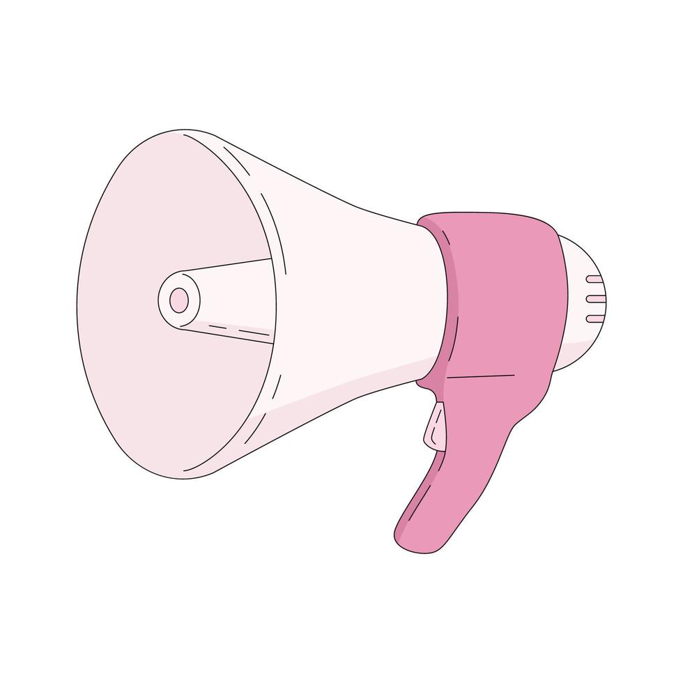 mégaphone en style cartoon. illustration vectorielle isolée sur fond blanc. symbole de haut-parleur vecteur