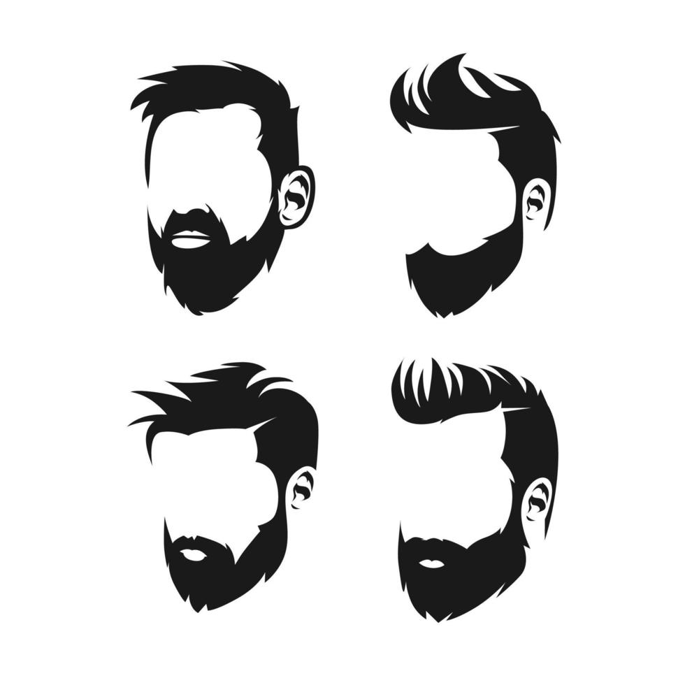 hommes barbe visage vector logo design illustration