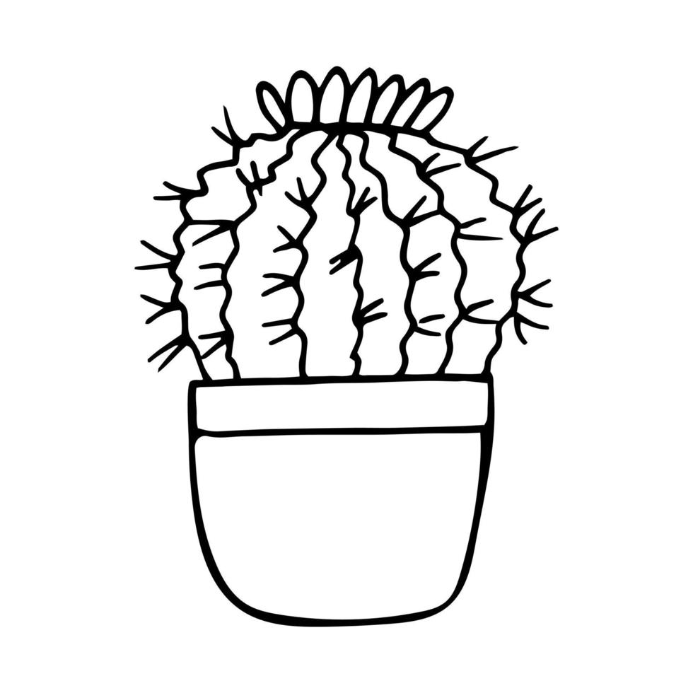 cactus dans une icône de pot dessiné à la main. , minimalisme, scandinave, monochrome, nordique. autocollant, plante, fleur, succulente. vecteur