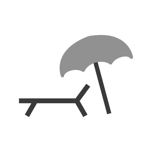 Icône de parasol et de chaise de plage de vecteur