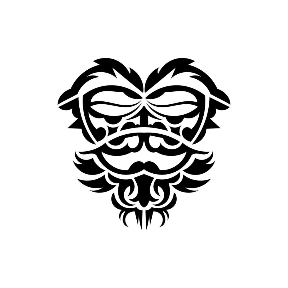 masque de samouraï. symbole totémique traditionnel. tatouage noir dans le style des anciennes tribus. isolé sur fond blanc. illustration vectorielle dessinés à la main. vecteur