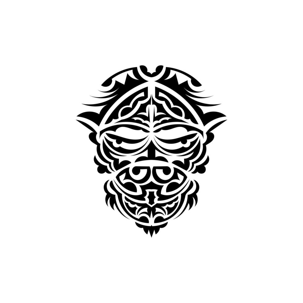 masque tribal. motifs ethniques monochromes. tatouage noir de style maori. isolé sur fond blanc. illustration vectorielle dessinés à la main. vecteur