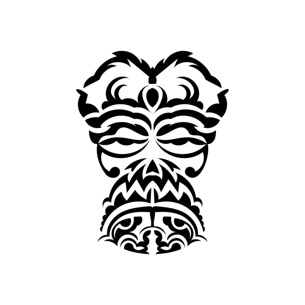 masque de samouraï. motifs ethniques monochromes. tatouage tribal noir. isolé. vecteur. vecteur