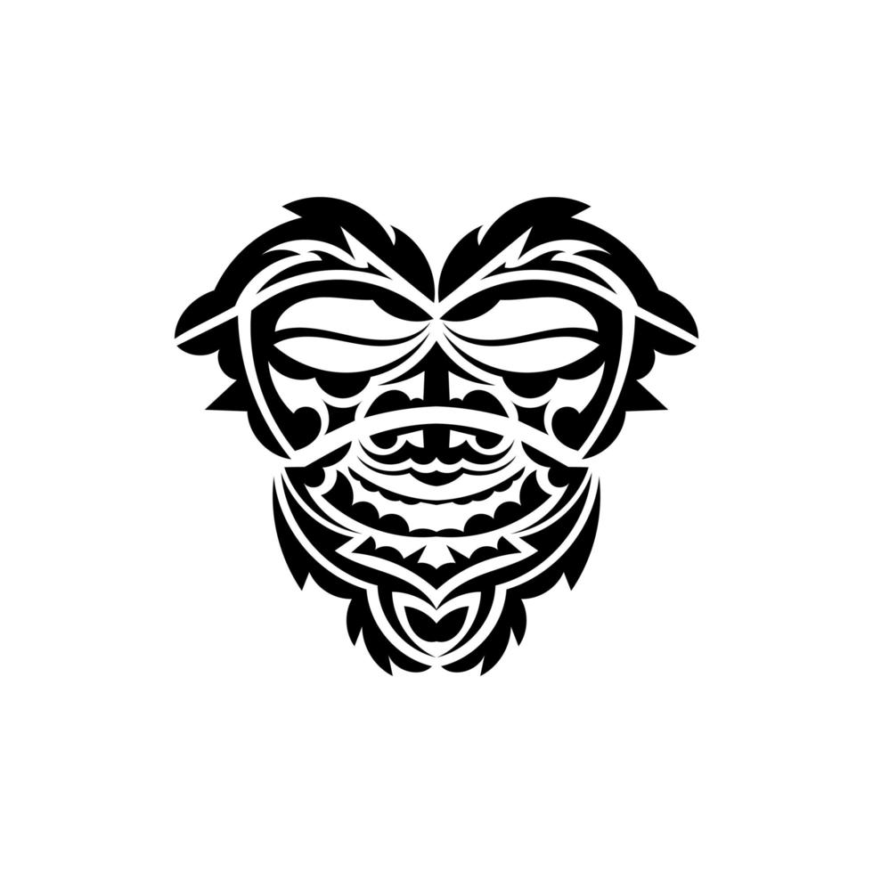 masque de samouraï. symbole totémique traditionnel. tatouage noir de style maori. isolé sur fond blanc. illustration vectorielle dessinés à la main. vecteur