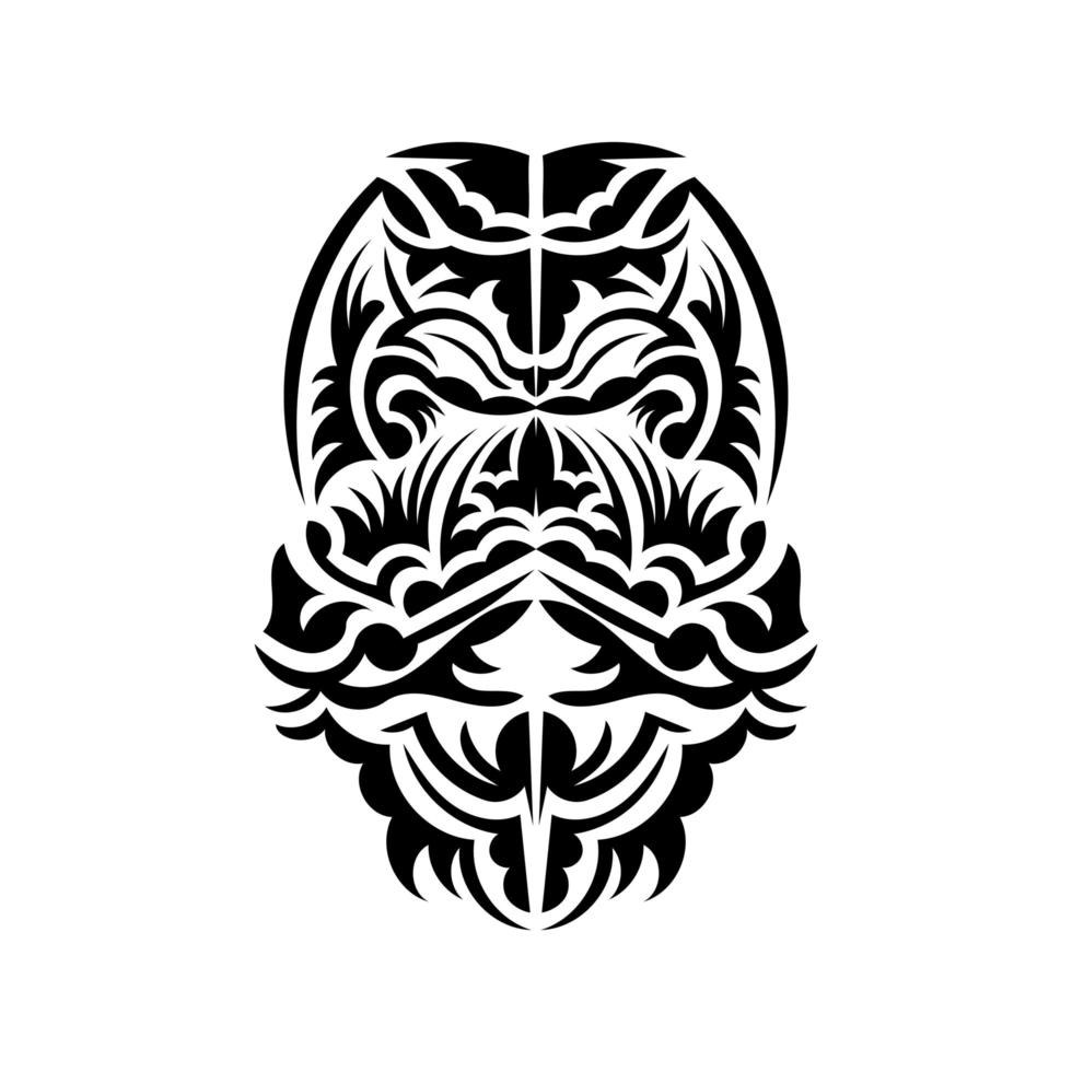 conception de masque tiki. motif de décor traditionnel de polynésie et d'hawaï. isolé sur fond blanc. croquis de tatouage. vecteur. vecteur