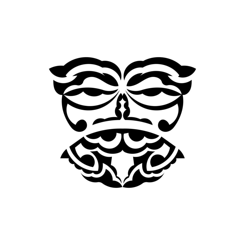 masque tribal. motifs ethniques monochromes. tatouage noir de style maori. couleur noir et blanc, style plat. illustration vectorielle dessinés à la main. vecteur
