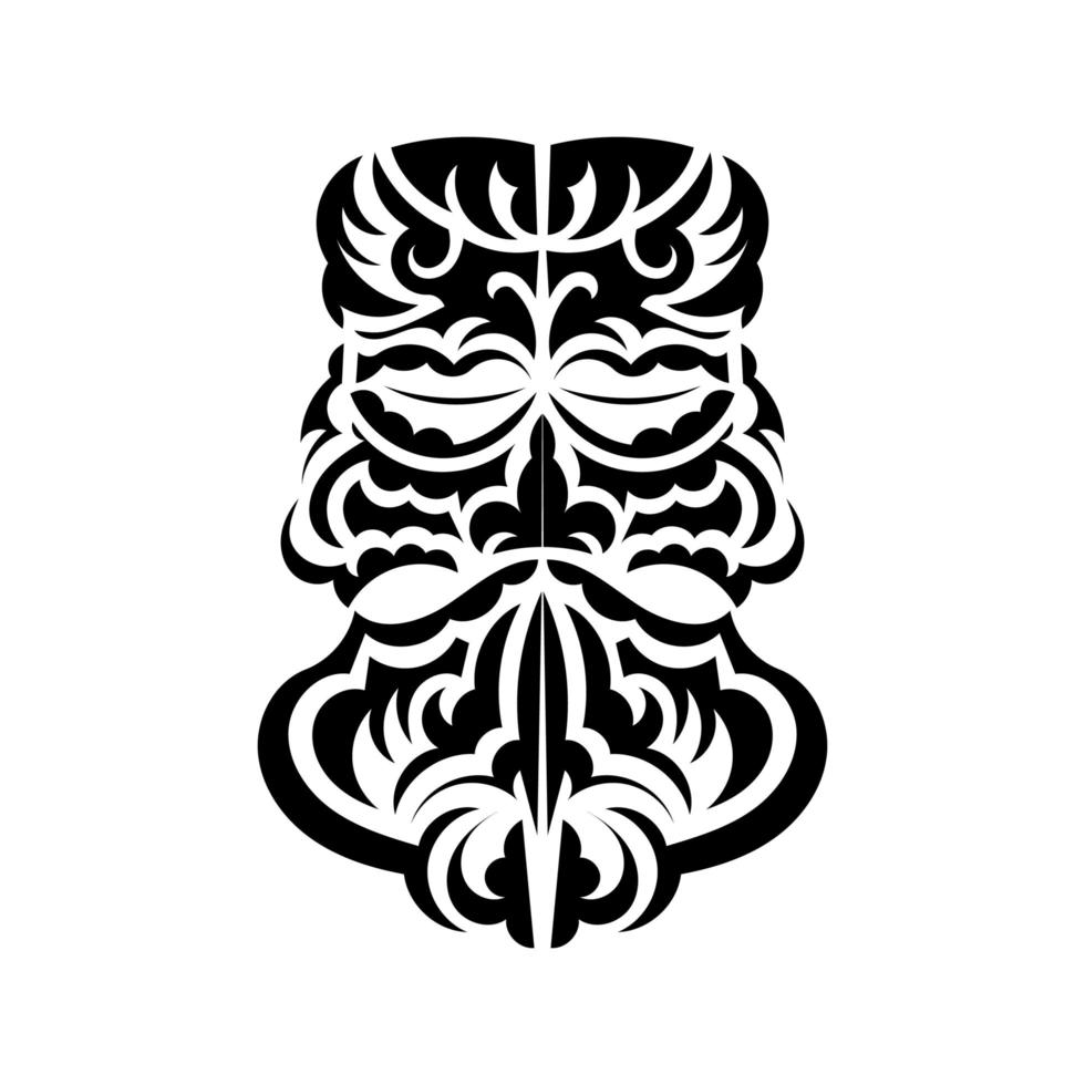 masque tiki noir et blanc. illustration tiki des polynésiens et des hawaïens indigènes en noir et blanc. isolé. style plat. vecteur. vecteur