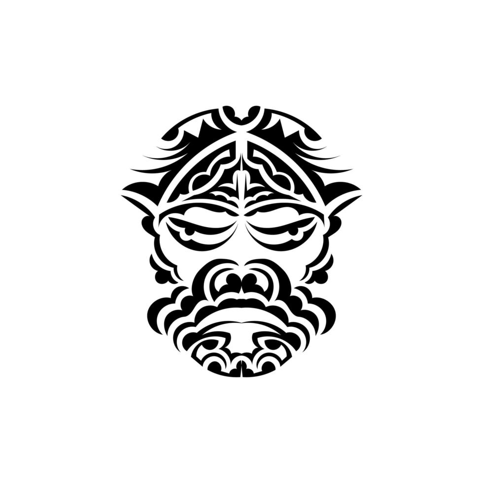 masque de samouraï. symbole totémique traditionnel. tatouage noir dans le style samoan. couleur noir et blanc, style plat. vecteur. vecteur