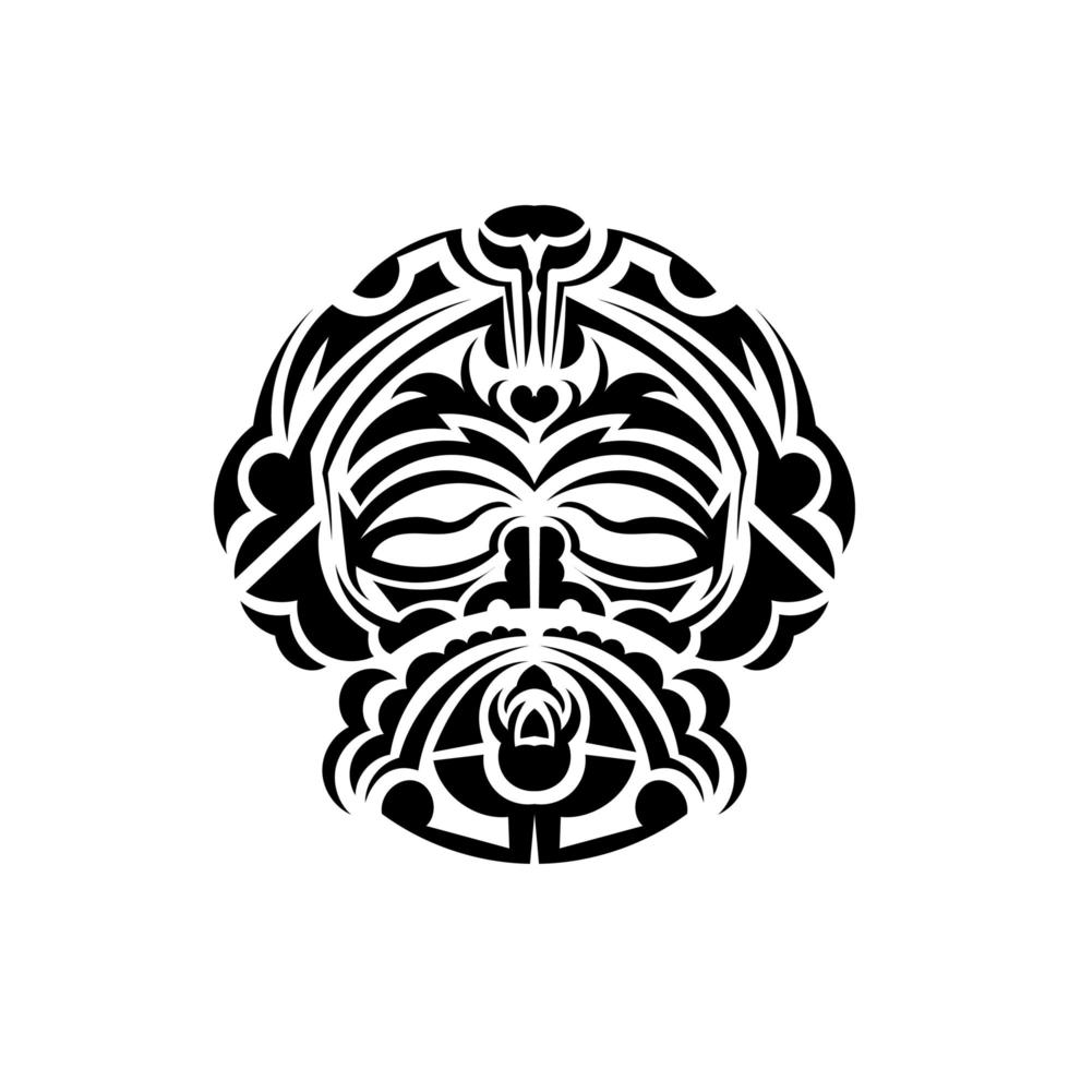 masque de samouraï. symbole totémique traditionnel. tatouage tribal noir. couleur noir et blanc, style plat. illustration vectorielle dessinés à la main. vecteur