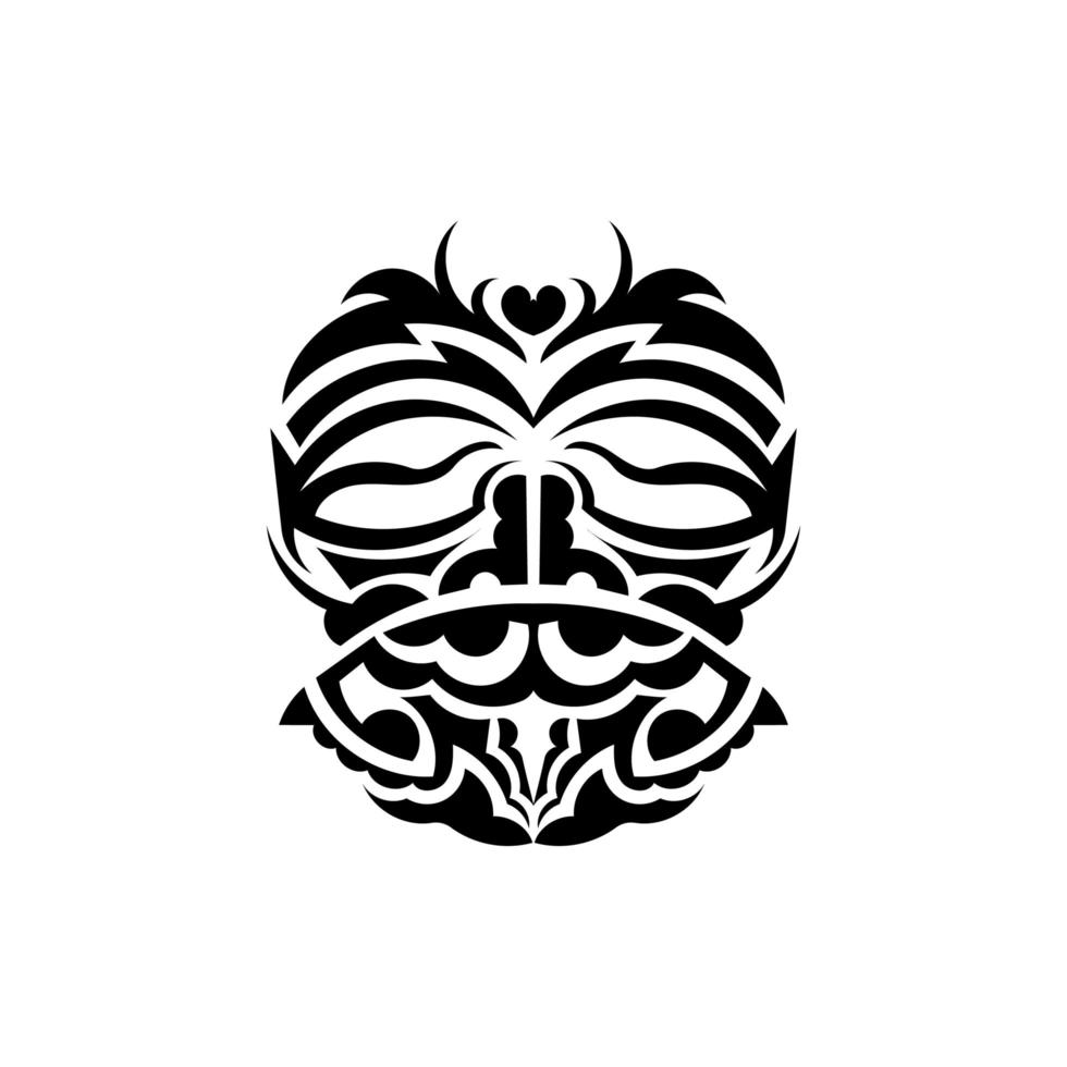 masque tribal. motifs ethniques monochromes. tatouage noir dans le style samoan. isolé sur fond blanc. illustration vectorielle dessinés à la main. vecteur