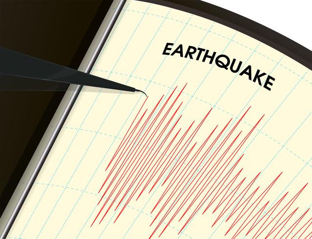Outil de surveillance des tremblements de terre La mesure des vibrations est indiquée par un graphique à lignes rouges. vecteur