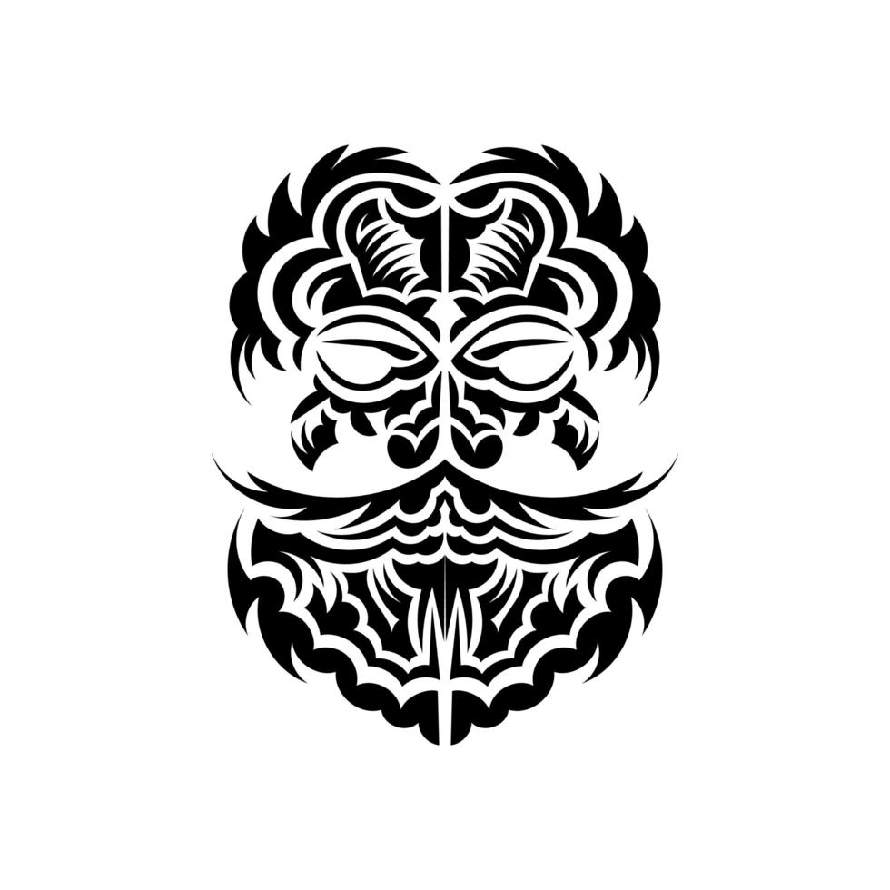 masque tiki noir et blanc. motif de décor traditionnel de polynésie et d'hawaï. isolé sur fond blanc. modèle de tatouage prêt. vecteur. vecteur