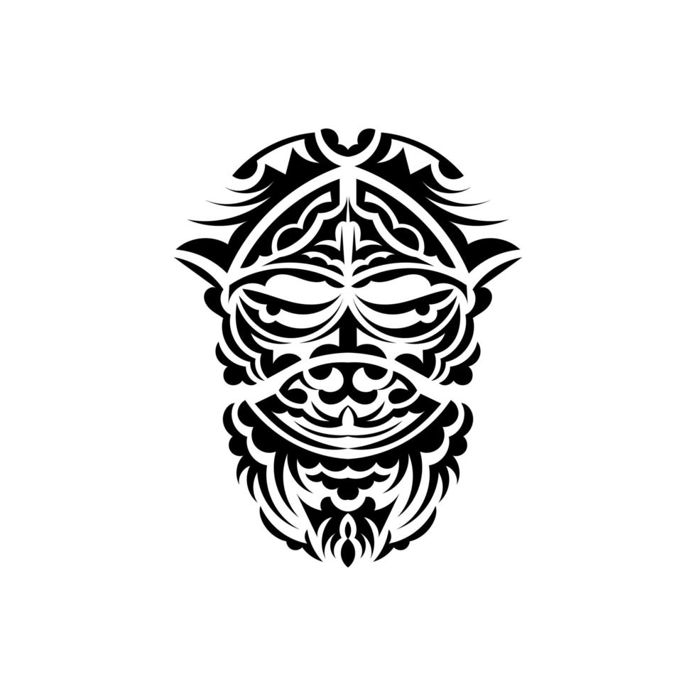 masque de samouraï. symbole totémique traditionnel. tatouage noir de style maori. couleur noir et blanc, style plat. illustration vectorielle. vecteur