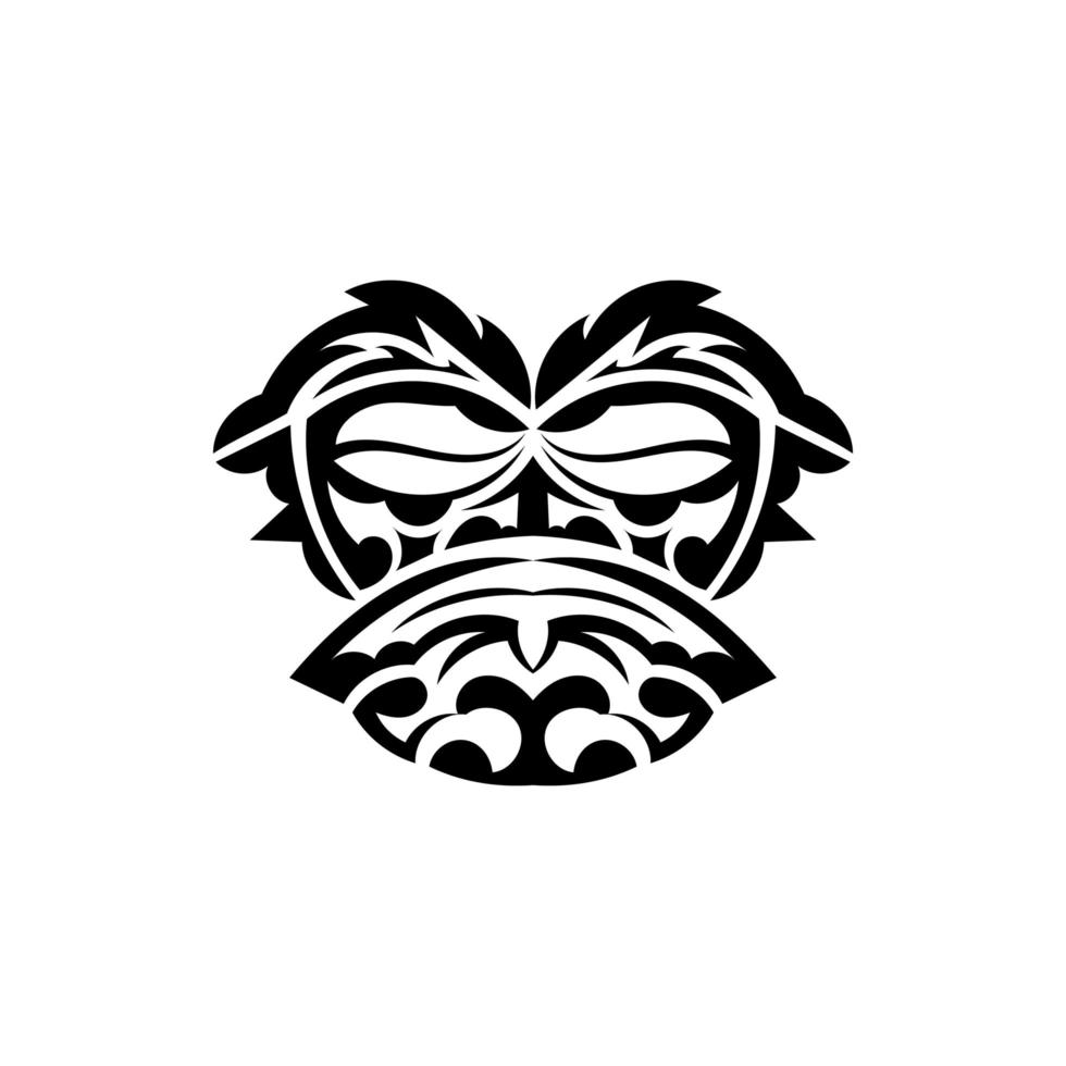 masque de samouraï. symbole totémique traditionnel. tatouage tribal noir. isolé sur fond blanc. illustration vectorielle dessinés à la main. vecteur