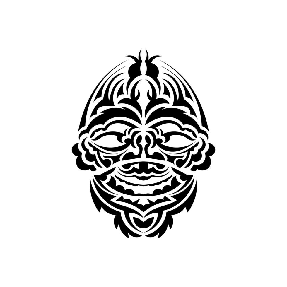 masque tribal. motifs ethniques monochromes. tatouage noir dans le style samoan. couleur noir et blanc, style plat. illustration vectorielle dessinés à la main. vecteur