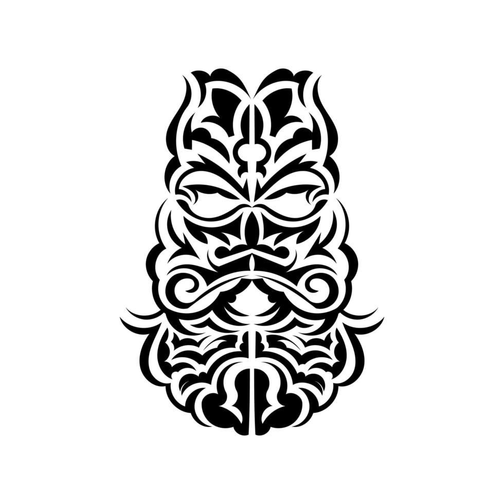 conception de masque tiki. motif de décor traditionnel de polynésie et d'hawaï. isolé sur fond blanc. style plat. illustration vectorielle. vecteur