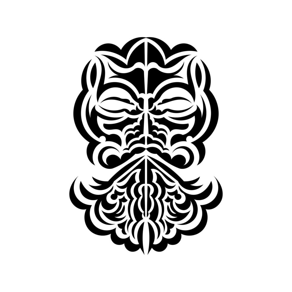 conception de masque tiki. masques effrayants dans l'ornement local de la polynésie. isolé sur fond blanc. modèle de tatouage prêt. illustration vectorielle. vecteur