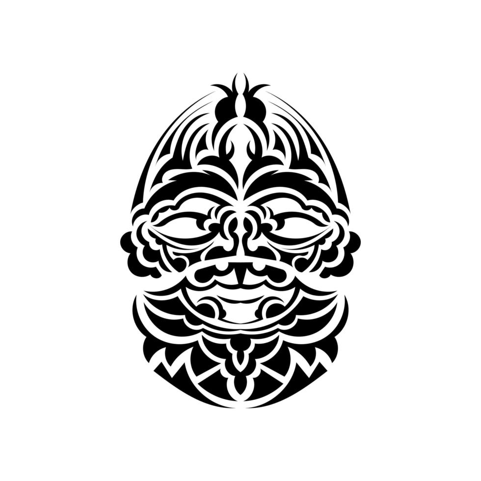 masque tribal. motifs ethniques monochromes. tatouage tribal noir. couleur noir et blanc, style plat. illustration vectorielle. vecteur