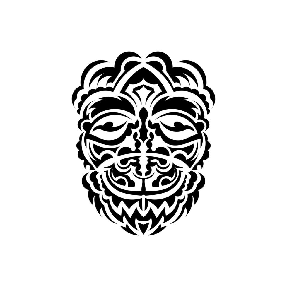 masque tribal. symbole totémique traditionnel. tatouage noir dans le style des anciennes tribus. couleur noir et blanc, style plat. illustration vectorielle dessinés à la main. vecteur