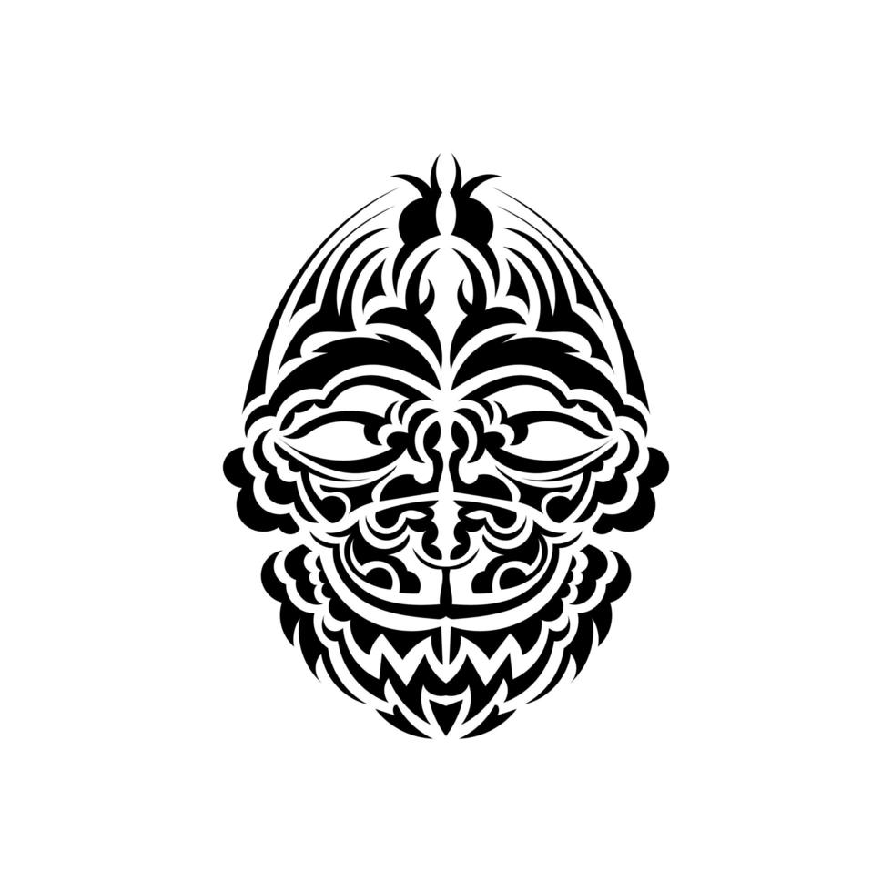 masque tribal. symbole totémique traditionnel. tatouage noir dans le style samoan. isolé sur fond blanc. illustration vectorielle. vecteur