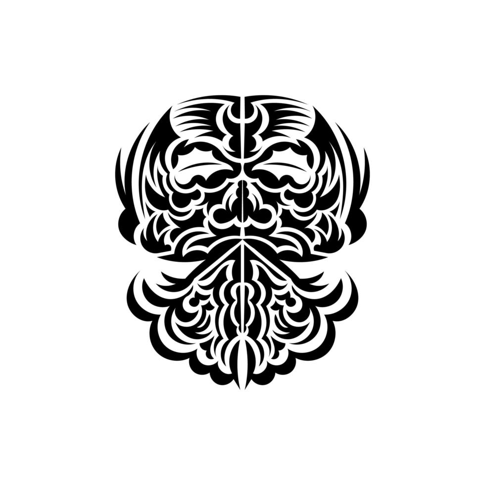 conception de masque tiki. illustration tiki des polynésiens et des hawaïens indigènes en noir et blanc. isolé. style plat. illustration vectorielle. vecteur