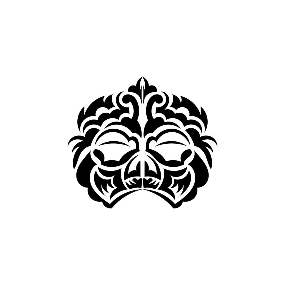 masque maori. illustration tiki des polynésiens et des hawaïens indigènes en noir et blanc. isolé. croquis de tatouage. illustration vectorielle. vecteur