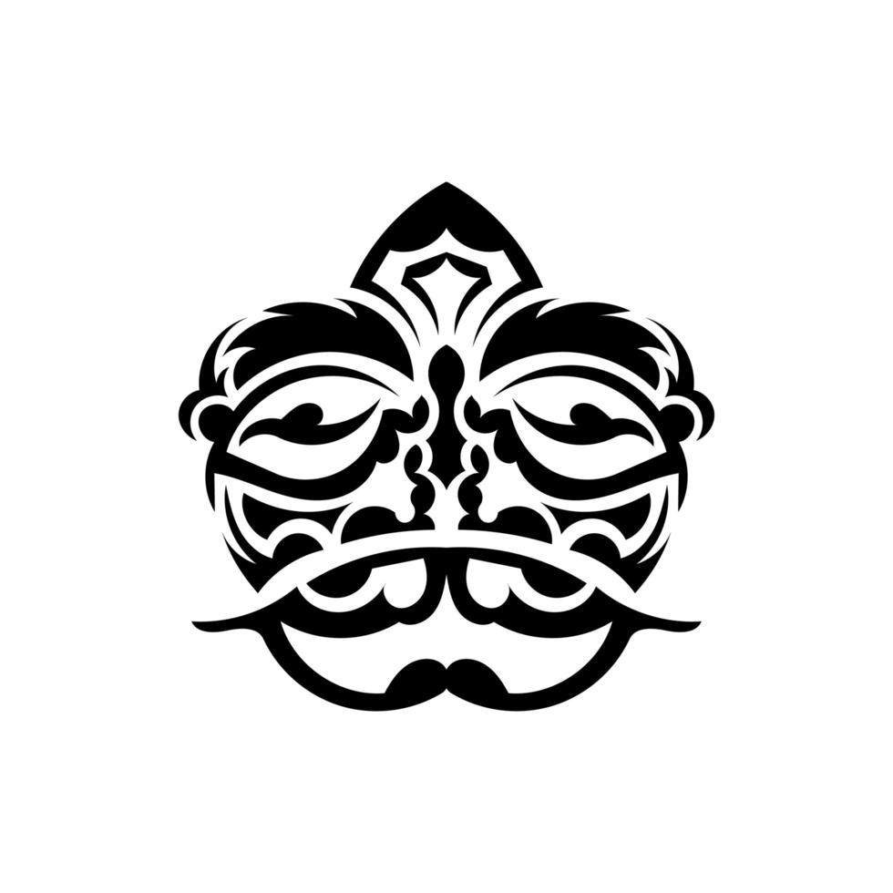 masque de samouraï. symbole totémique traditionnel. tatouage noir dans le style samoan. isolé sur fond blanc. illustration vectorielle. vecteur