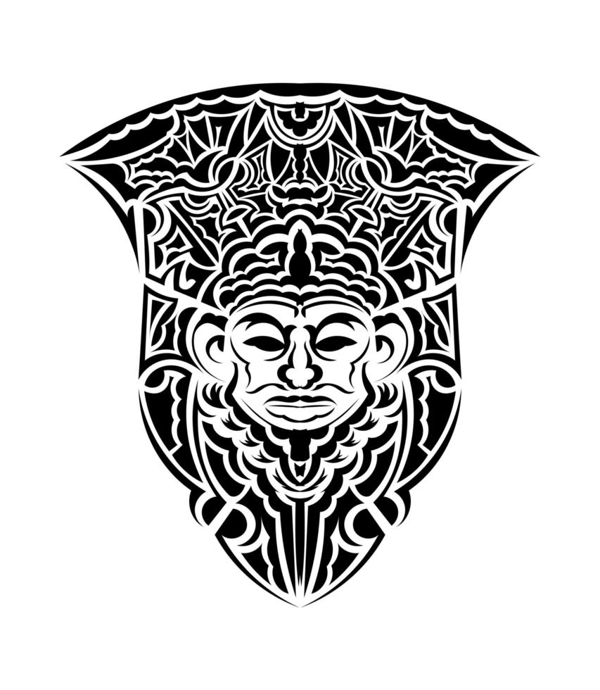 masque tribal. motifs ethniques monochromes. tatouage noir dans le style des anciennes tribus. isolé. illustration vectorielle. vecteur