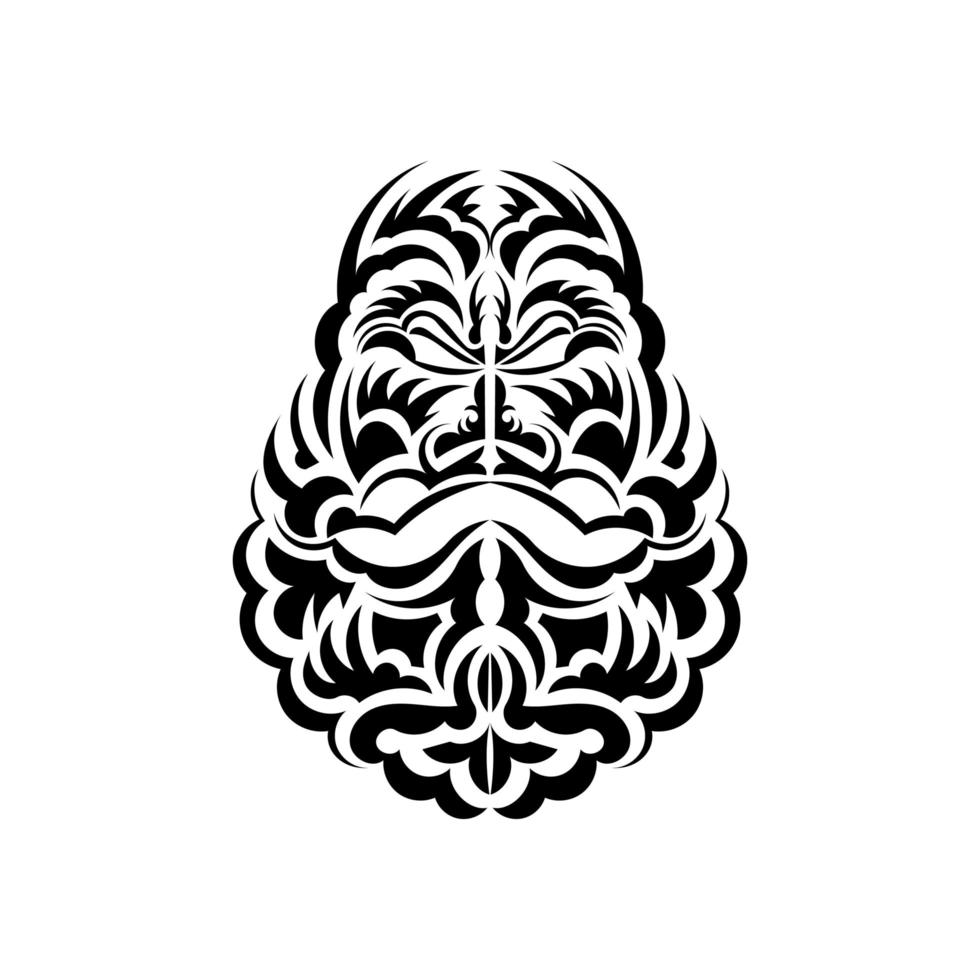 masque maori. illustration tiki des polynésiens et des hawaïens indigènes en noir et blanc. isolé. style plat. illustration vectorielle. vecteur