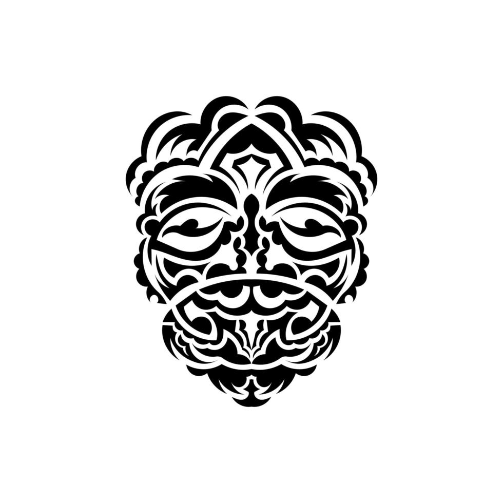 masque de samouraï. symbole totémique traditionnel. tatouage noir de style maori. isolé sur fond blanc. vecteur. vecteur