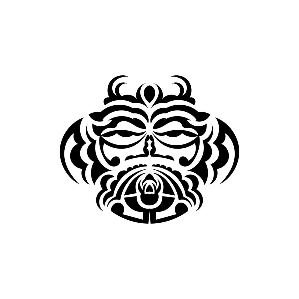 masque de samouraï. symbole totémique traditionnel. tatouage noir de style maori. isolé. vecteur. vecteur