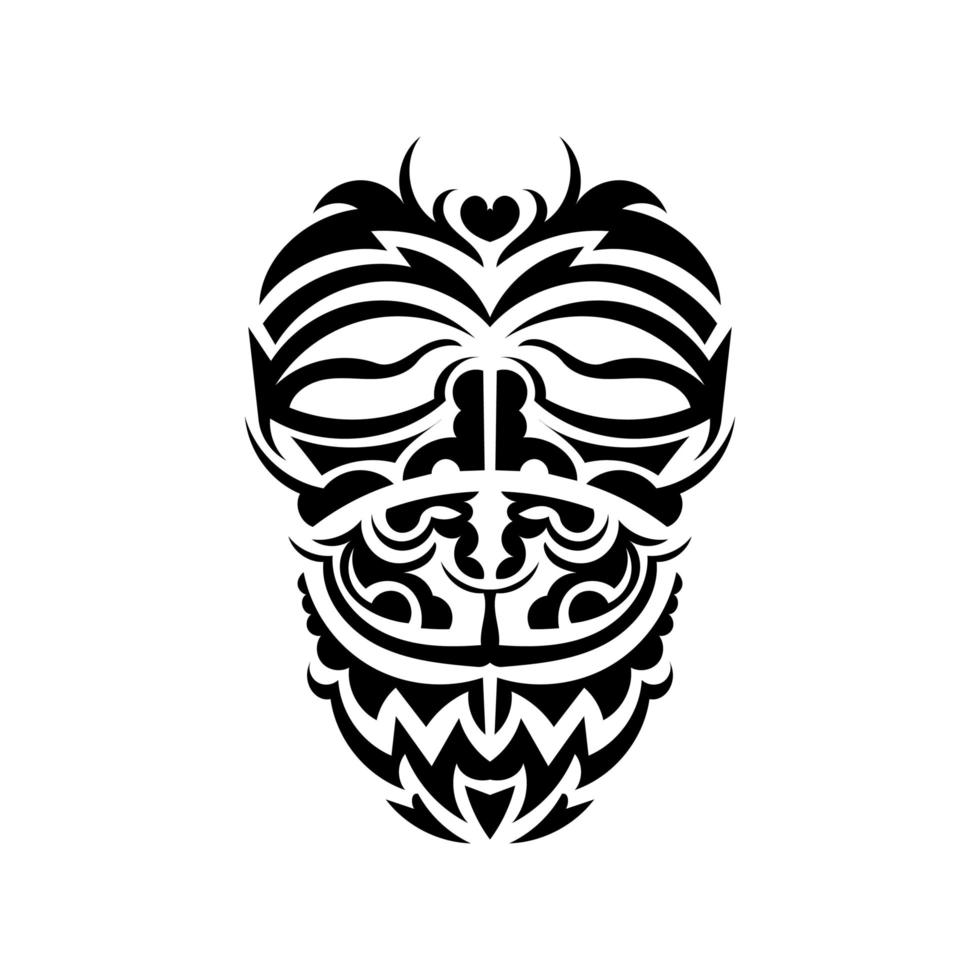 masque de samouraï. symbole totémique traditionnel. tatouage noir dans le style samoan. couleur noir et blanc, style plat. illustration vectorielle. vecteur