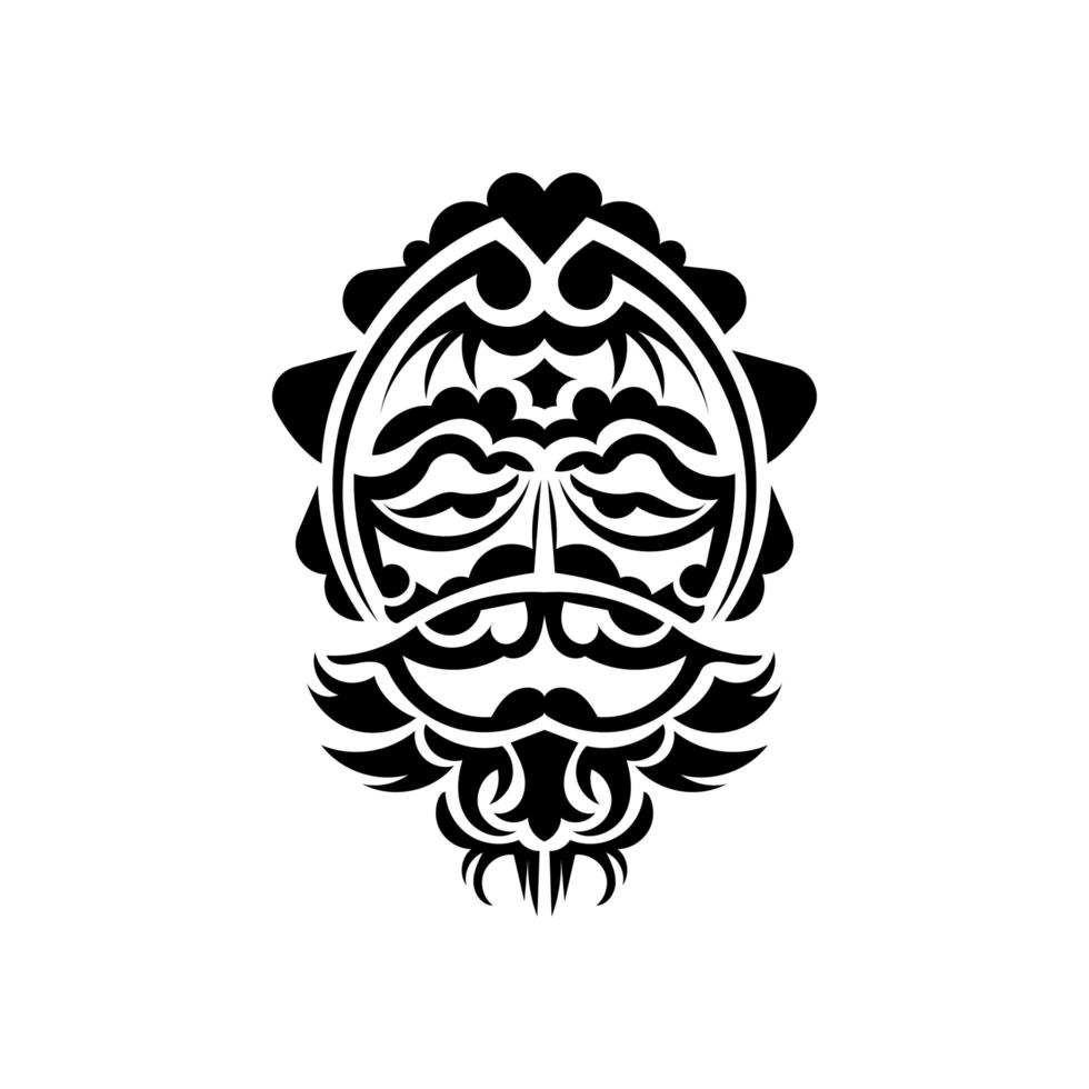 masque de samouraï. symbole totémique traditionnel. tatouage tribal noir. isolé. illustration vectorielle dessinés à la main. vecteur