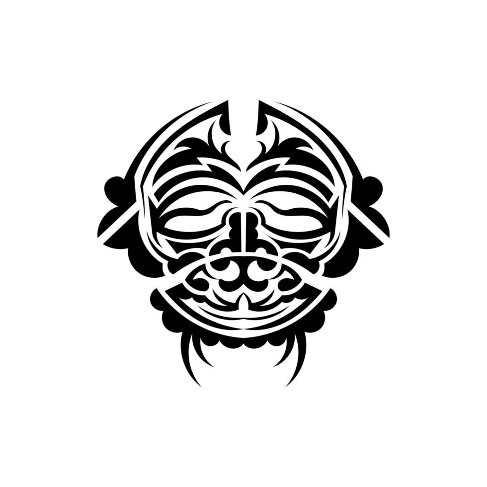 masque de samouraï. symbole totémique traditionnel. tatouage noir dans le style des anciennes tribus. couleur noir et blanc, style plat. illustration vectorielle. vecteur