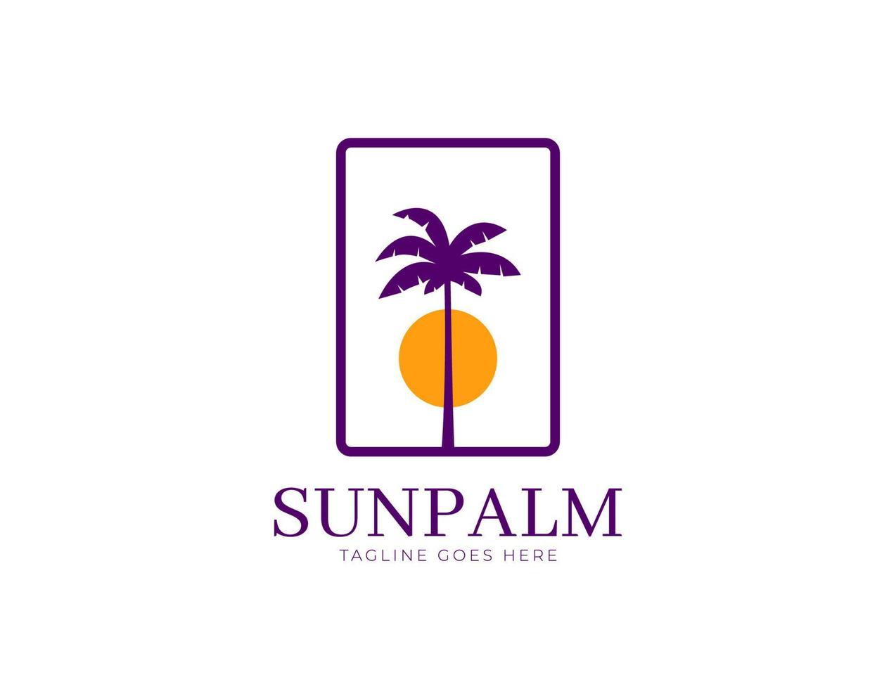 création de logo palmiers tropicaux et soleil vecteur