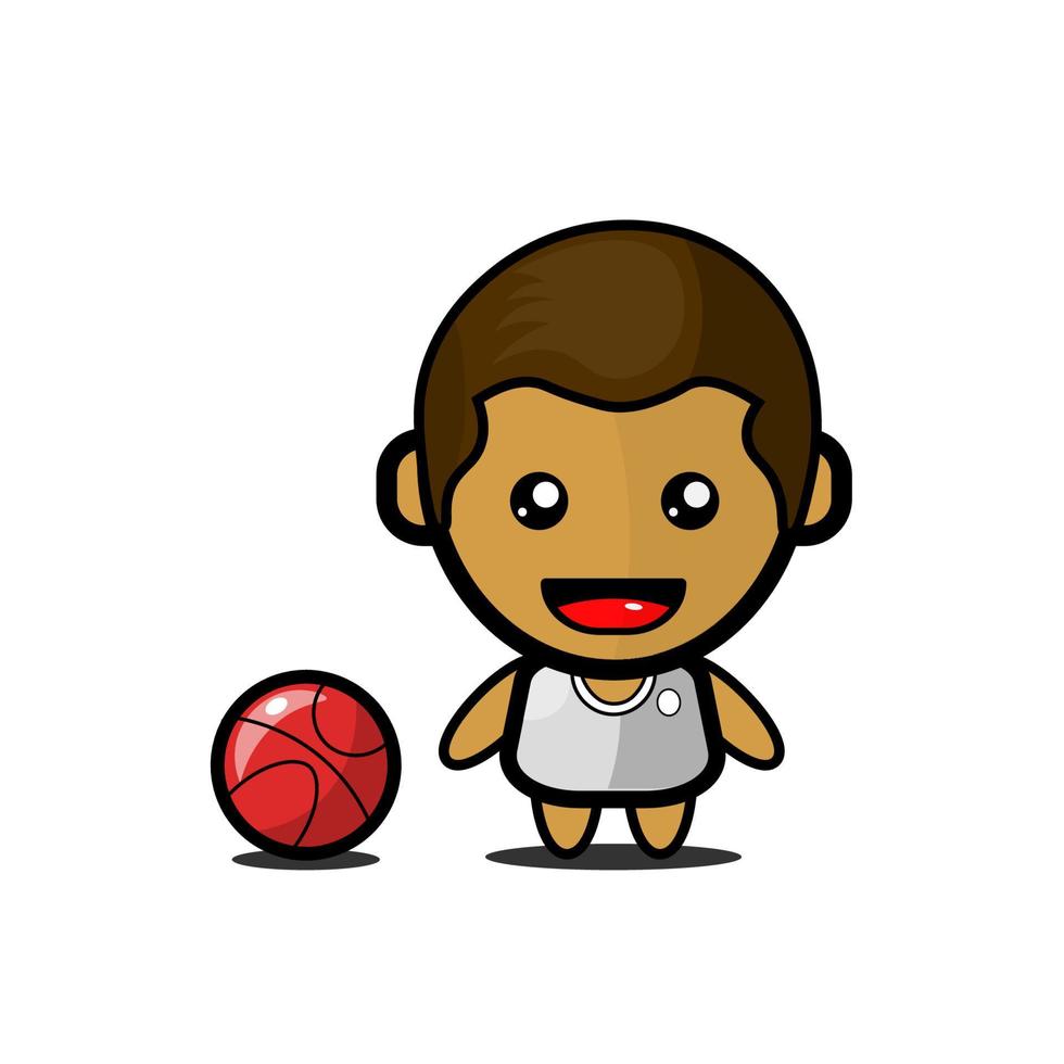 illustration vectorielle d'un garçon de basket-ball mignon vecteur