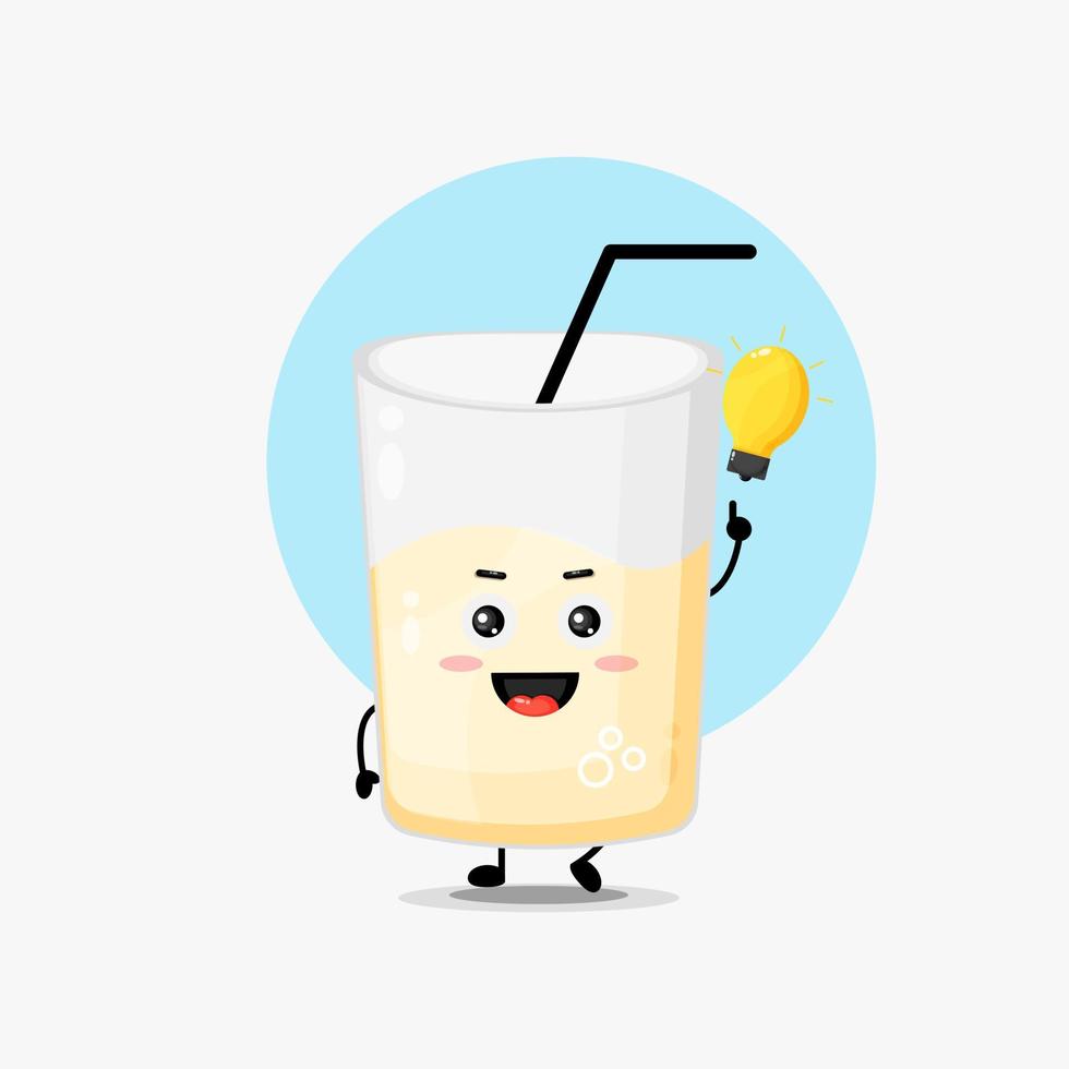 personnage de jus mignon avec idée d'ampoule vecteur