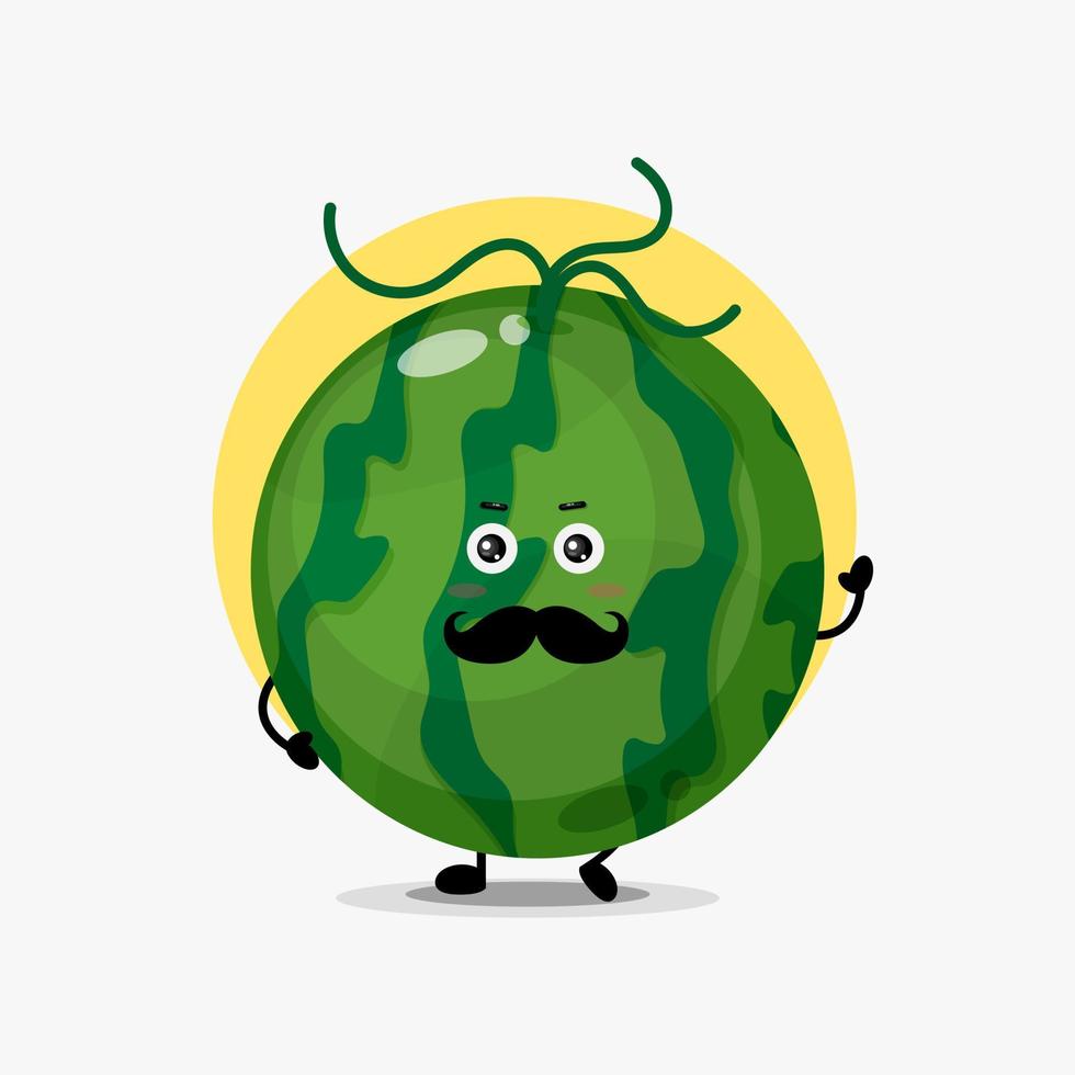 joli personnage de pastèque avec moustache vecteur