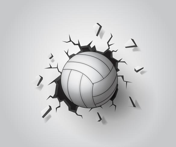 Volleyball sur le mur cassé. Illustration Vecteur EPS10.