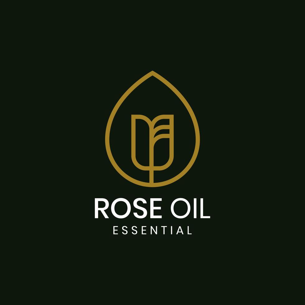 fichier modèle de logo d'huile de rose avec vecteur de concept unique