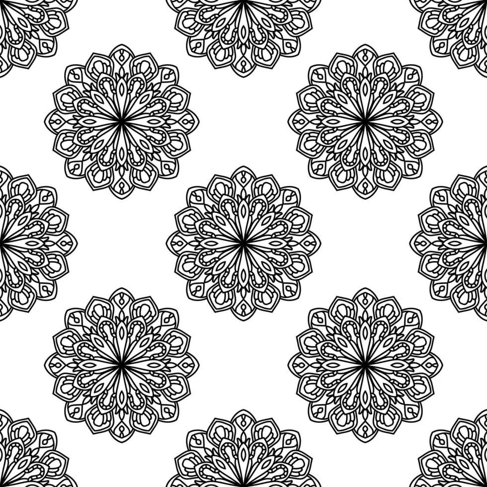 modèle sans couture fantaisie avec mandala ornemental. fond de fleur de doodle rond abstrait. cercle géométrique floral. vecteur