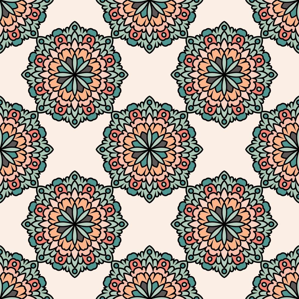 modèle sans couture abstrait avec fleur de mandala. mosaïque, carrelage. fond fleuri. vecteur