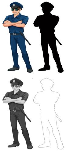 Ensemble de personnage de policier vecteur