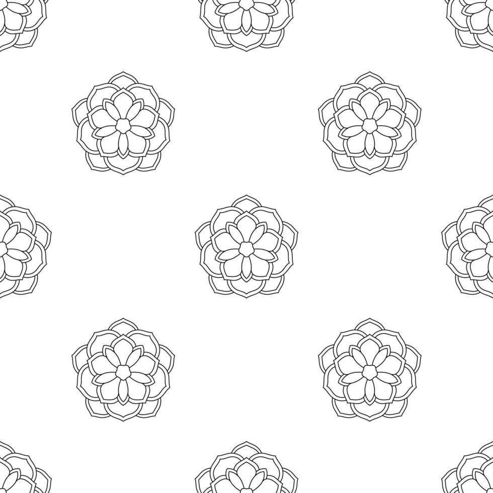 modèle sans couture fantaisie avec mandala ornemental. fond de fleur de doodle rond abstrait. cercle géométrique floral. vecteur