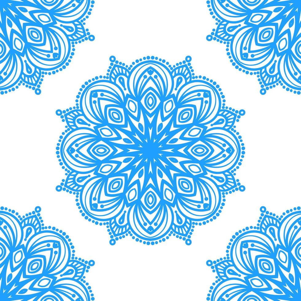 modèle sans couture fantaisie avec mandala ornemental. fond de fleur de doodle rond abstrait. cercle géométrique floral. vecteur