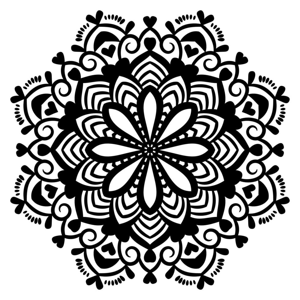 mandala de contour. fleur de doodle rond ornemental isolé sur fond blanc. élément de cercle géométrique. vecteur