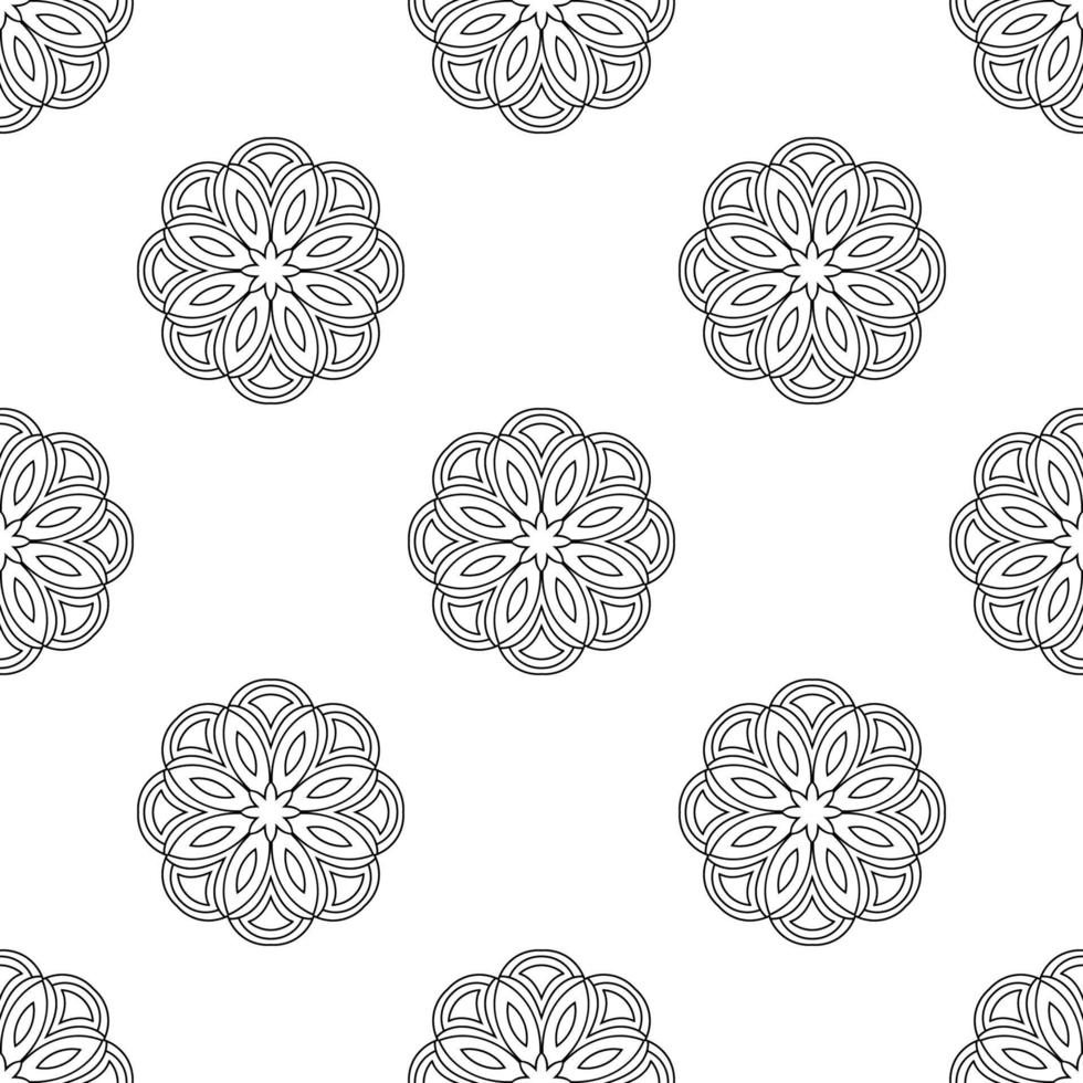 modèle sans couture fantaisie avec mandala ornemental. fond de fleur de doodle rond abstrait. cercle géométrique floral. vecteur