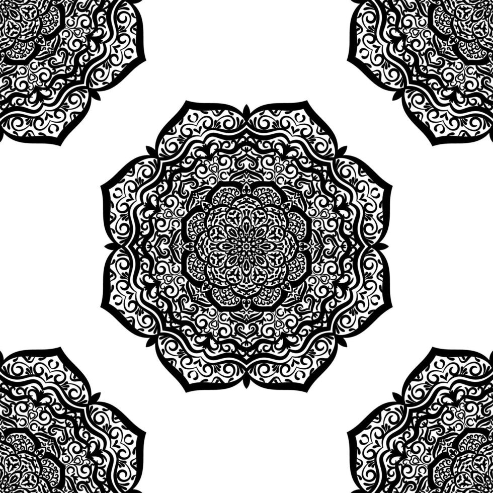 modèle sans couture fantaisie avec mandala ornemental. fond de fleur de doodle rond abstrait. cercle géométrique floral. vecteur