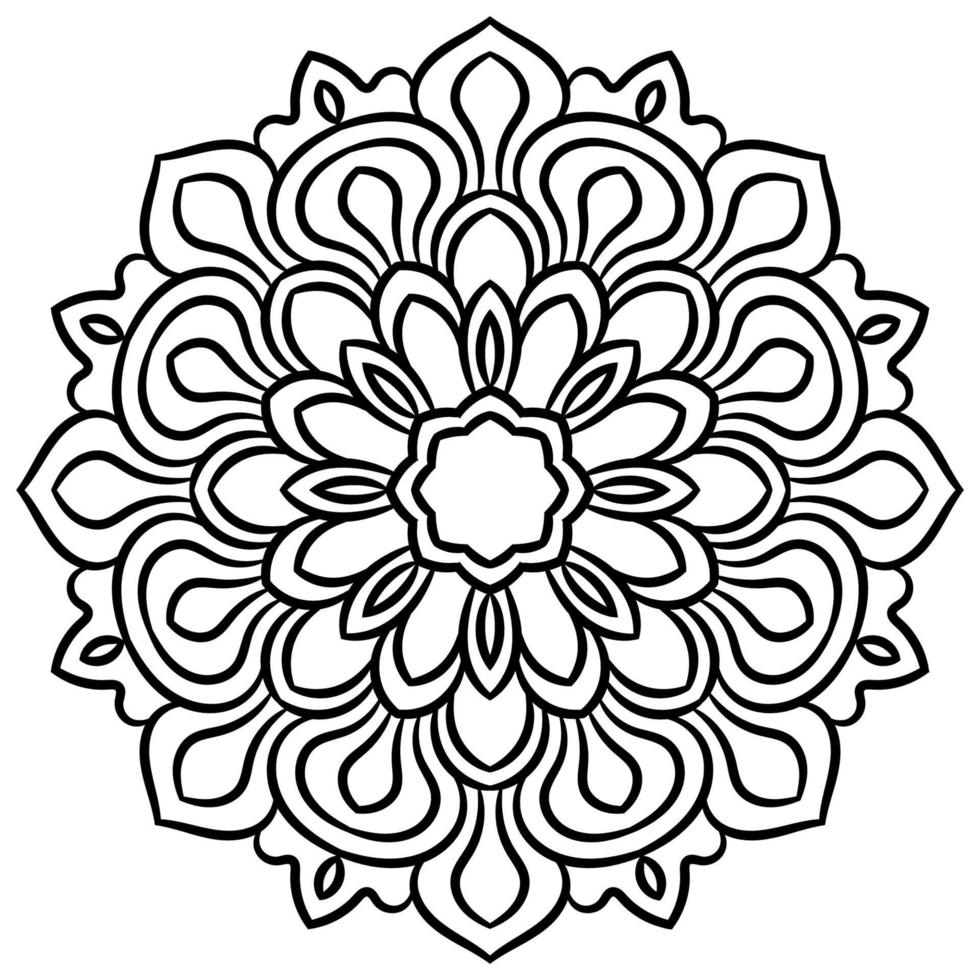 mandala de contour. fleur de doodle rond ornemental isolé sur fond blanc. élément de cercle géométrique. vecteur