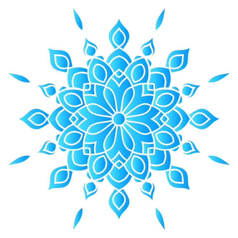 icône de flocon de neige bleu isolé sur fond blanc. mandala ornemental rond. vecteur